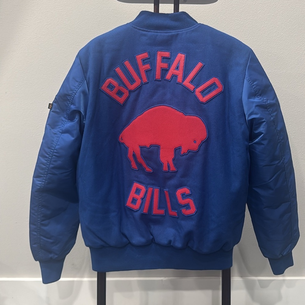 Alpha Industries Historic MA-1 Buffalo Bills Wool Varsity Bomber Jacket.  NWT - Picture 3 of 16